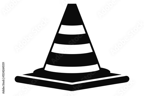 Black Traffic Cone with White Stripes Simple Vector Icon Illustration Design