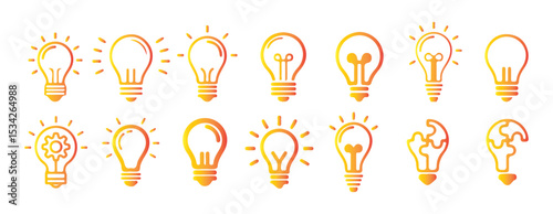 Light bulb icon set. or symbol isolated on white background. Idea lightbulb icon. Inspiration creativity lamp vector icon collection. Victor illustration eps 10