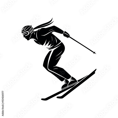 Ski Jumper Silhouette Vector – Action Sports Clipart for Cold Weather Themes