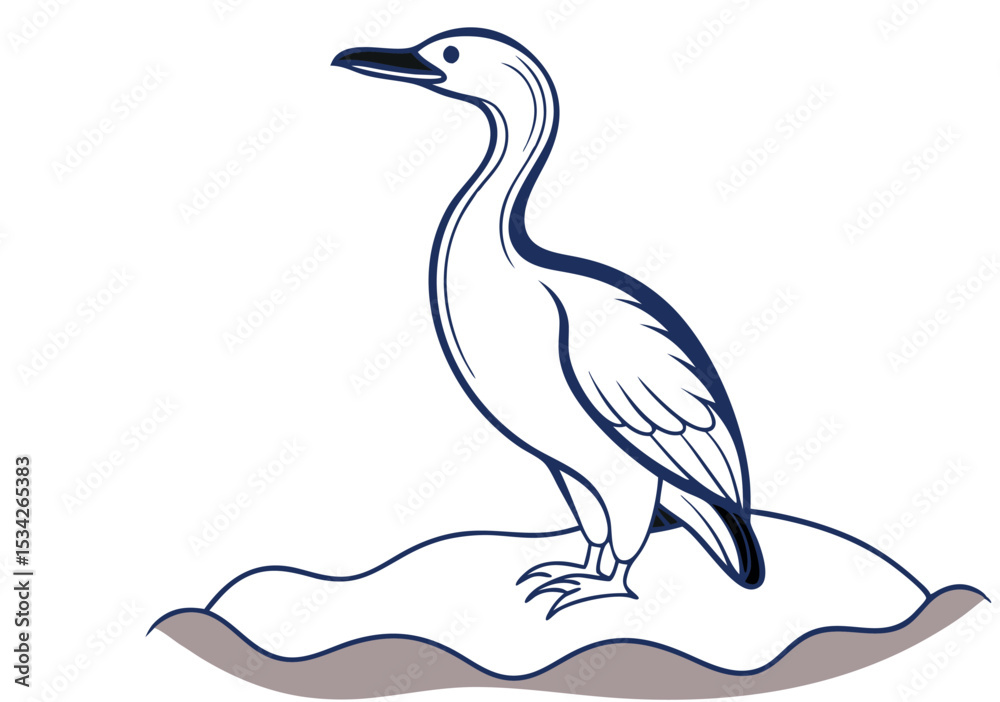 Fototapeta premium Cormorant Bird Vector Line Drawing for Design