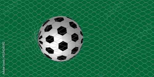 White-Black Soccer Ball in the Goal Net under White Background. 3D CG. High resolution.
