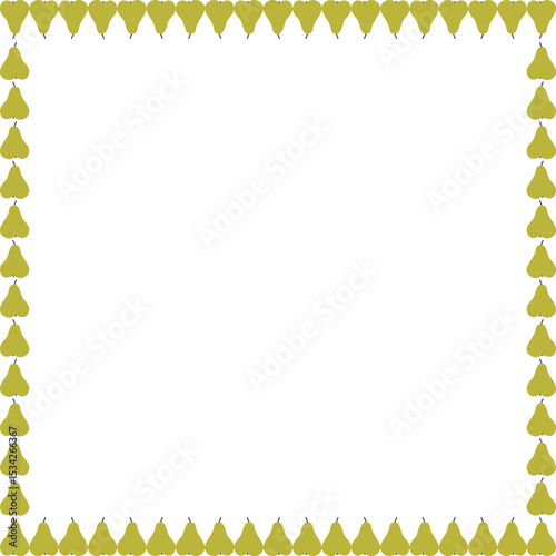 Sweet green pears frame. Aesthetic groovy pear fruit design template. Empty space for your text