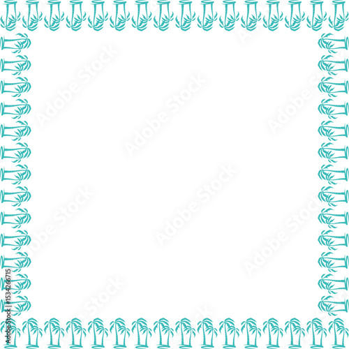 Palm oasis silhouette frame. Desert oasis border with empty space for your text