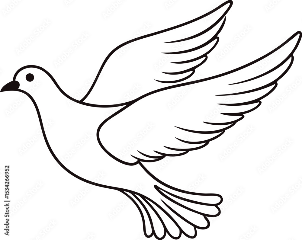 Obraz premium Dove Bird Line Drawing Vector Illustration