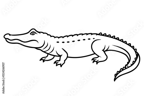 Elegant Crocodile Line Art