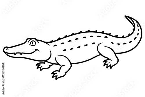 Elegant Crocodile Line Art