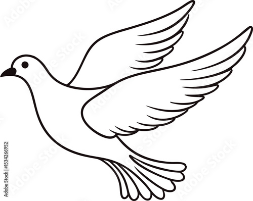 Dove Bird Line Drawing Vector Illustration