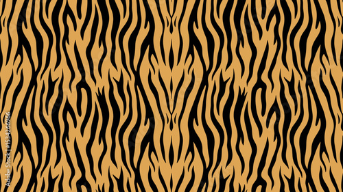 Tiger fur seamless pattern in bold graphic vector style and orange tones