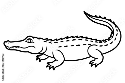 Elegant Crocodile Line Art