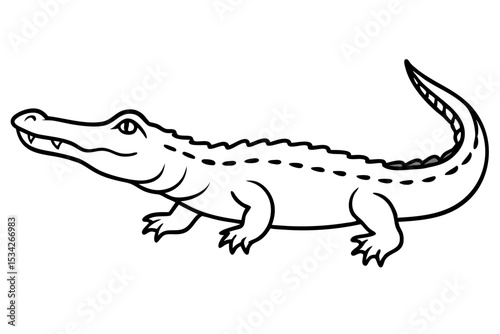 Elegant Crocodile Line Art