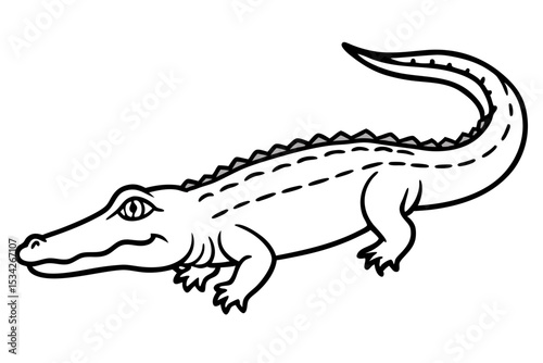 Elegant Crocodile Line Art