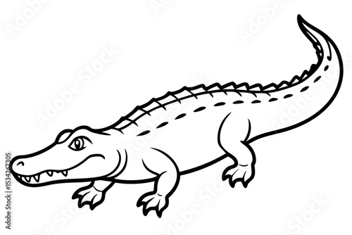 Elegant Crocodile Line Art