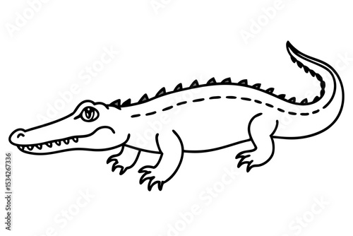 Elegant Crocodile Line Art