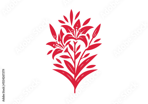 Stargazer Lily Hand Drawn Flat Illustration Vector Isolated by AZ for Books, Arts, Design and Decoration Graphic Asset