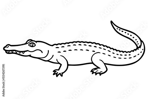 Elegant Crocodile Line Art
