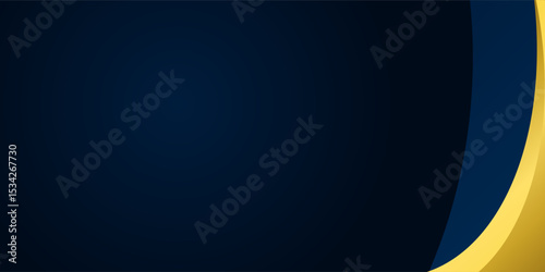 Abstract luxury background with dark blue and shiny gold curved lines, ideal for premium design, events