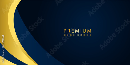 Modern abstract background with smooth blue and gold curved shapes, perfect for luxury, business