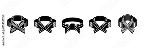 Vector Black Judo Silhouette Throwing Technique Illustration for Self-Defense Art Design Set