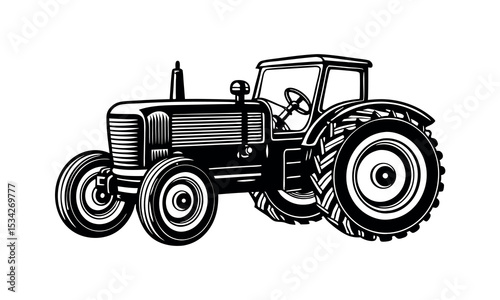 vector vintage style Tractor Clipart Farm Machinery Silhouette for Harvest and Field Work