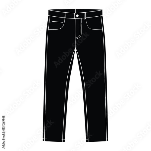 classic jeans with five pockets. vector black color silhouette,