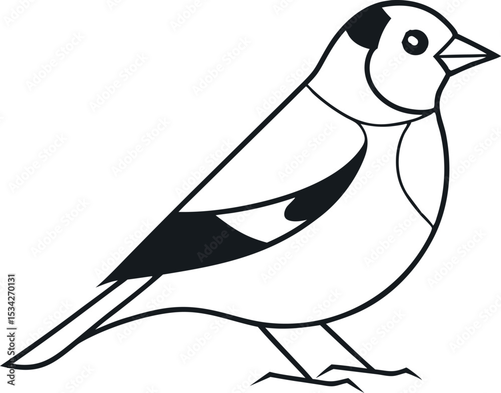 Obraz premium Goldfinch Bird Line Drawing Vector Illustration