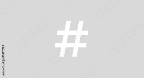 Minimalist white hashtag symbol on a gray background, suitable for social media