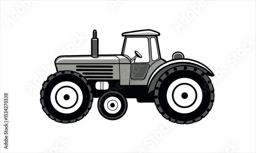 vector vintage style Tractor Clipart Farm Machinery Silhouette for Harvest and Field Work