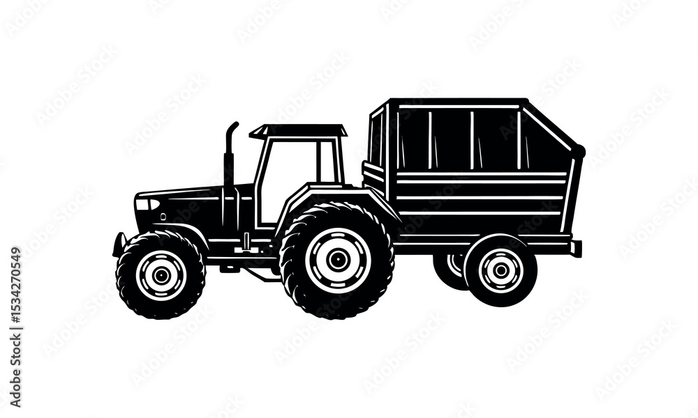 Fototapeta premium vector vintage style Tractor Vector Clipart Agricultural Silhouette for Farm and Field Wor