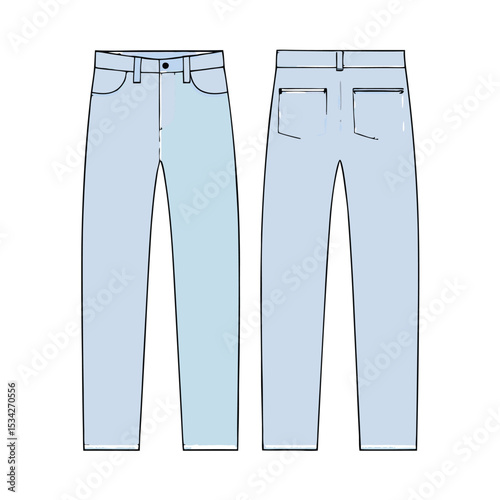 classic jeans with five pockets. vector illustration clipart