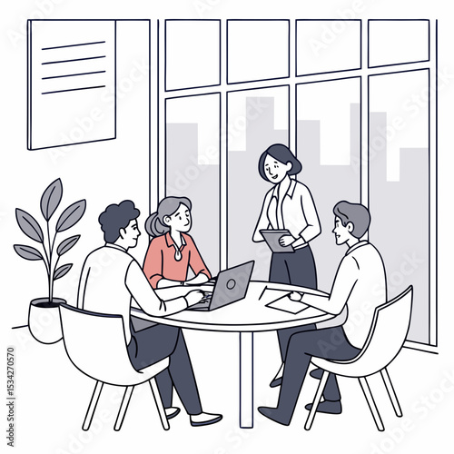 Productive Business Meeting: Office Team Collaboration and Strategy