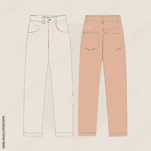 classic jeans with five pockets. vector illustration clipart