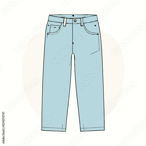 classic jeans with five pockets. vector illustration clipart