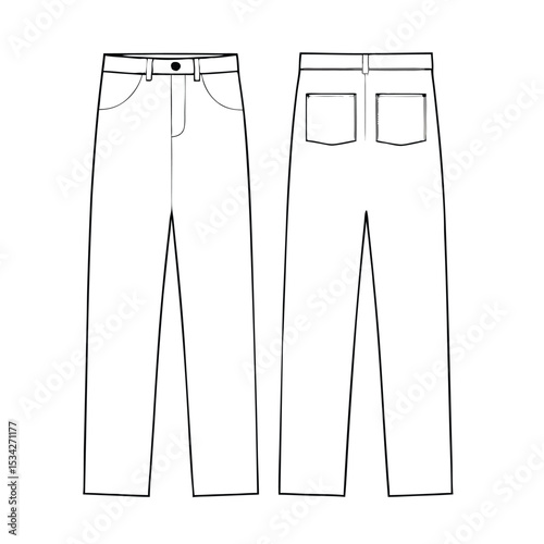 classic jeans with five pockets. vector illustration clipart
