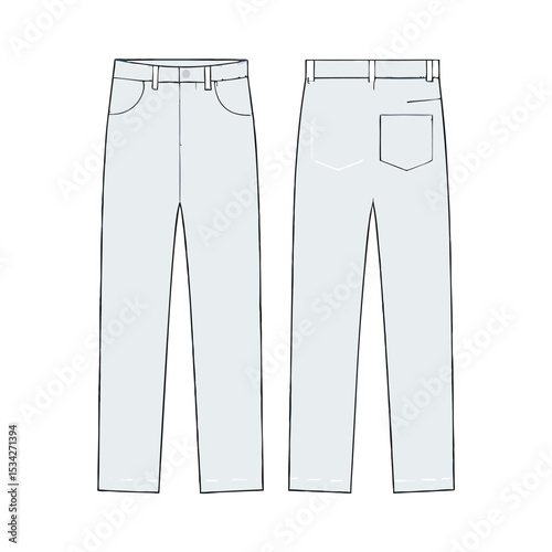 classic jeans with five pockets. vector illustration clipart