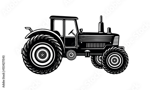 vector vintage style Tractor Clipart Farm Machinery Silhouette for Harvest and Field Work