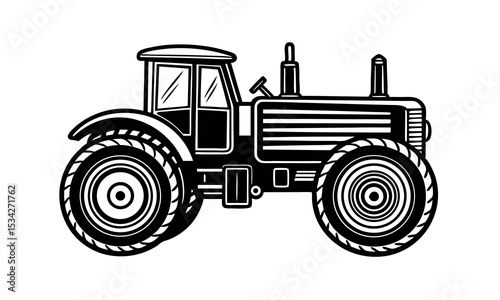 vector vintage style Tractor Clipart Farm Machinery Silhouette for Harvest and Field Work