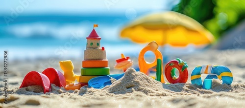 Wallpaper Mural Colorful children's toys on a sandy beach Torontodigital.ca