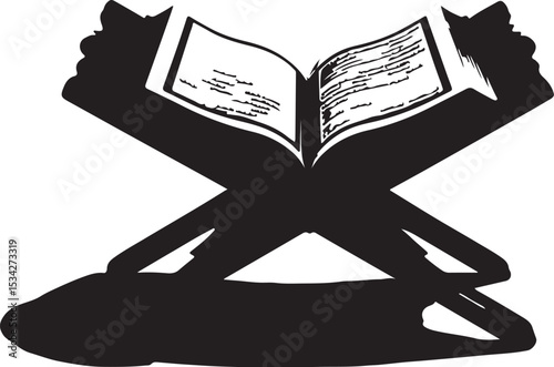 Open Quran Silhouette – Islamic Holy Book Reading