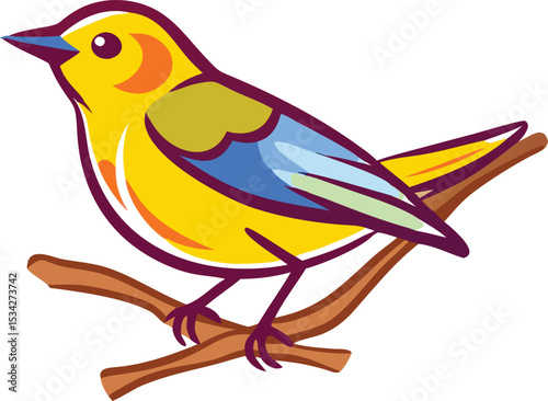 detailed illustration, highly detailed bird, yellow orange bird, bird on branch, colorful bird, vibrant bird, intricate pattern, realistic texture, 4k, ultra detailed, digital art
