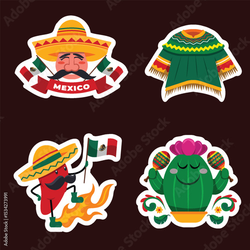 Mexico independence day sticker Festival