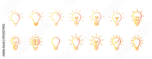 Light bulb icon set. or symbol isolated on white background. Idea lightbulb icon. Inspiration creativity lamp vector icon collection. Victor illustration eps 10