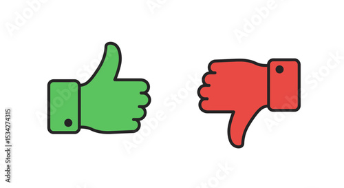 Illustrative thumbs up and thumbs down symbols representing agreement and disagreement