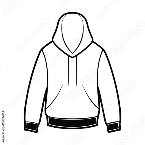 hoodie vector black color silhouette, isolated white background