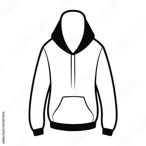 hoodie vector black color silhouette, isolated white background