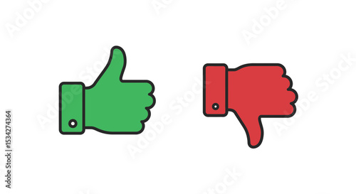 Thumbs up and thumbs down icons showcasing positive and negative feedback