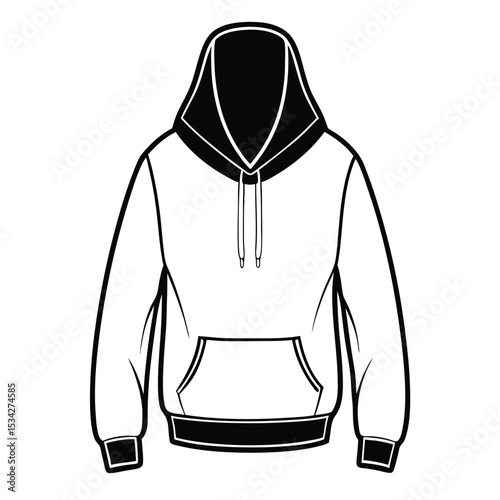 hoodie vector black color silhouette, isolated white background