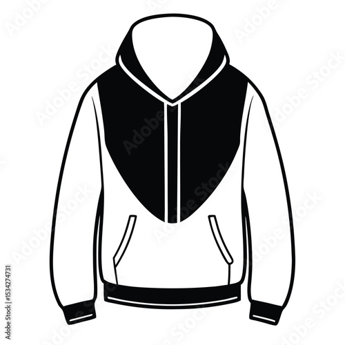 hoodie vector black color silhouette, isolated white background