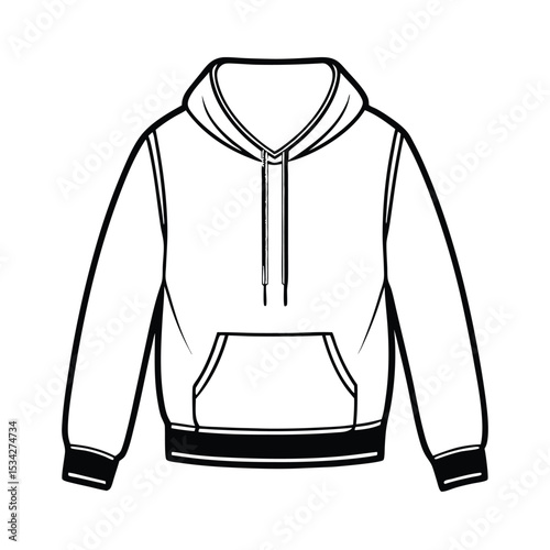 hoodie vector black color silhouette, isolated white background