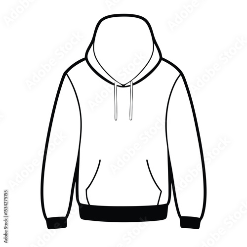 hoodie vector black color silhouette, isolated white background