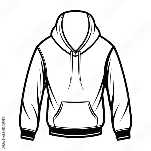 hoodie vector black color silhouette, isolated white background